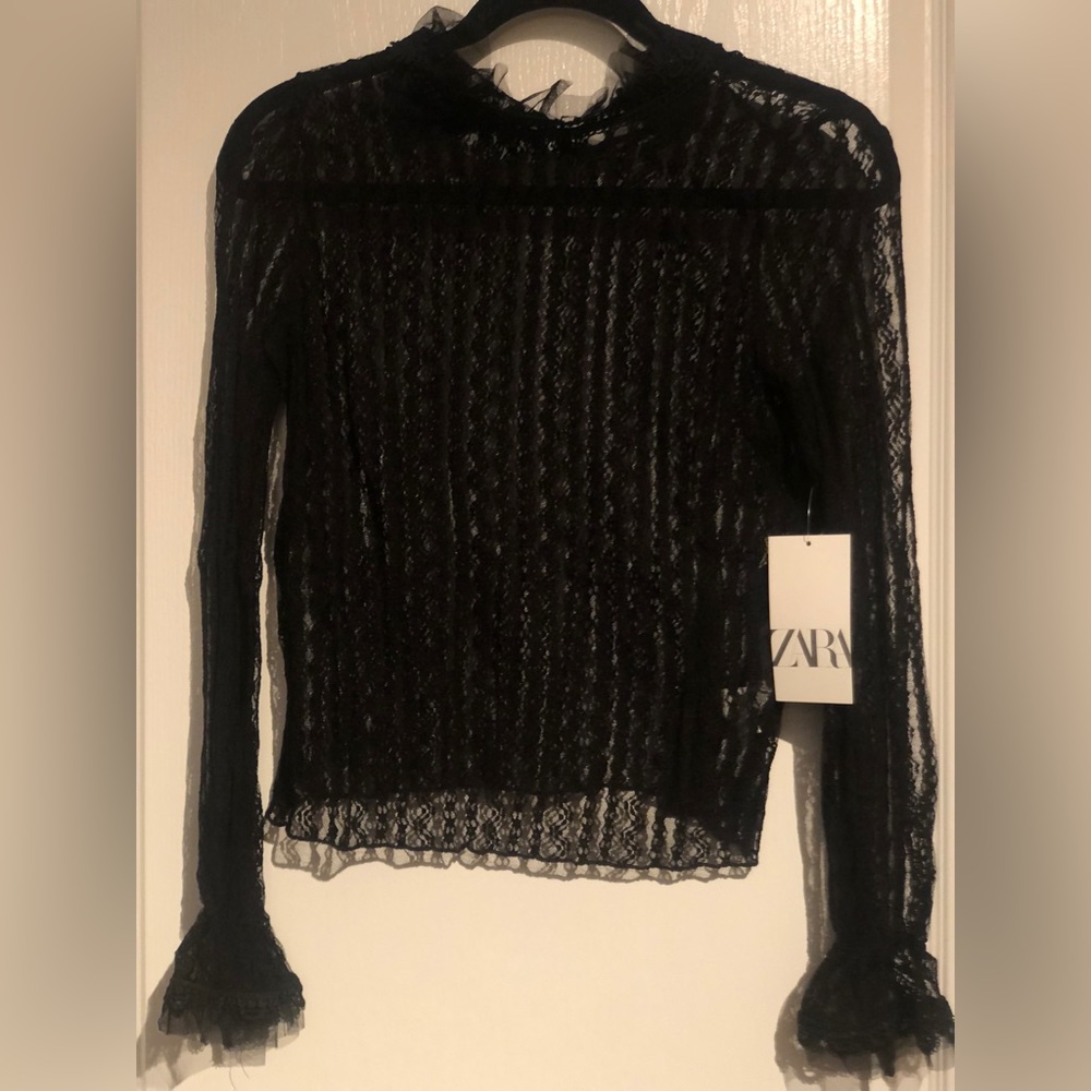 Zara Never Worn Before Black Mesh Lace Top